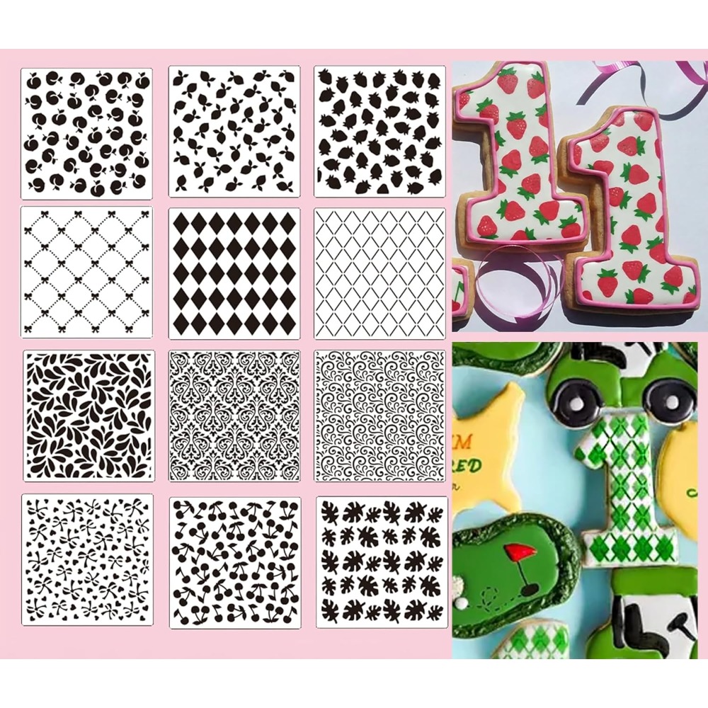 Cookies Pack - 12-delige koekjesstencilsset met bloemen-, fruit- en