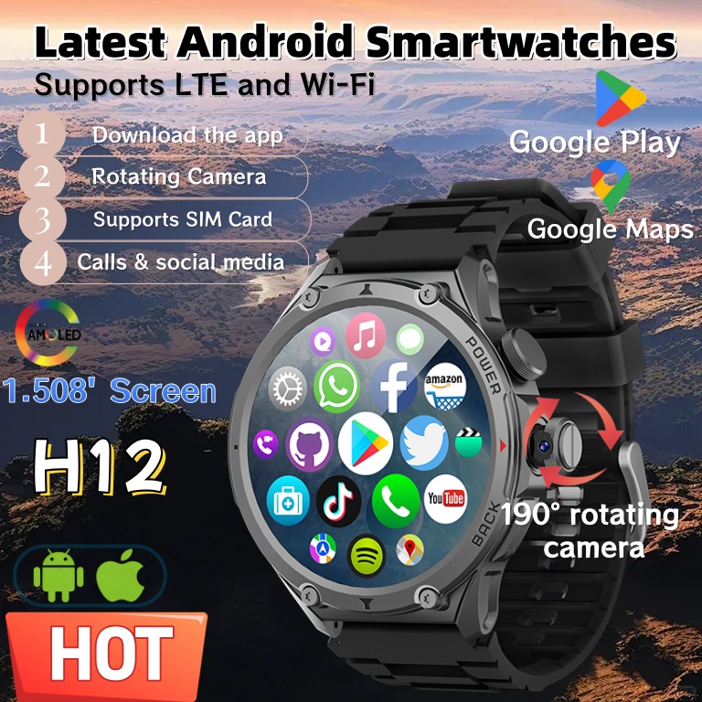 Seaweed Snack - Nieuwste Model H12 Smartwatch 4G SIM-kaart