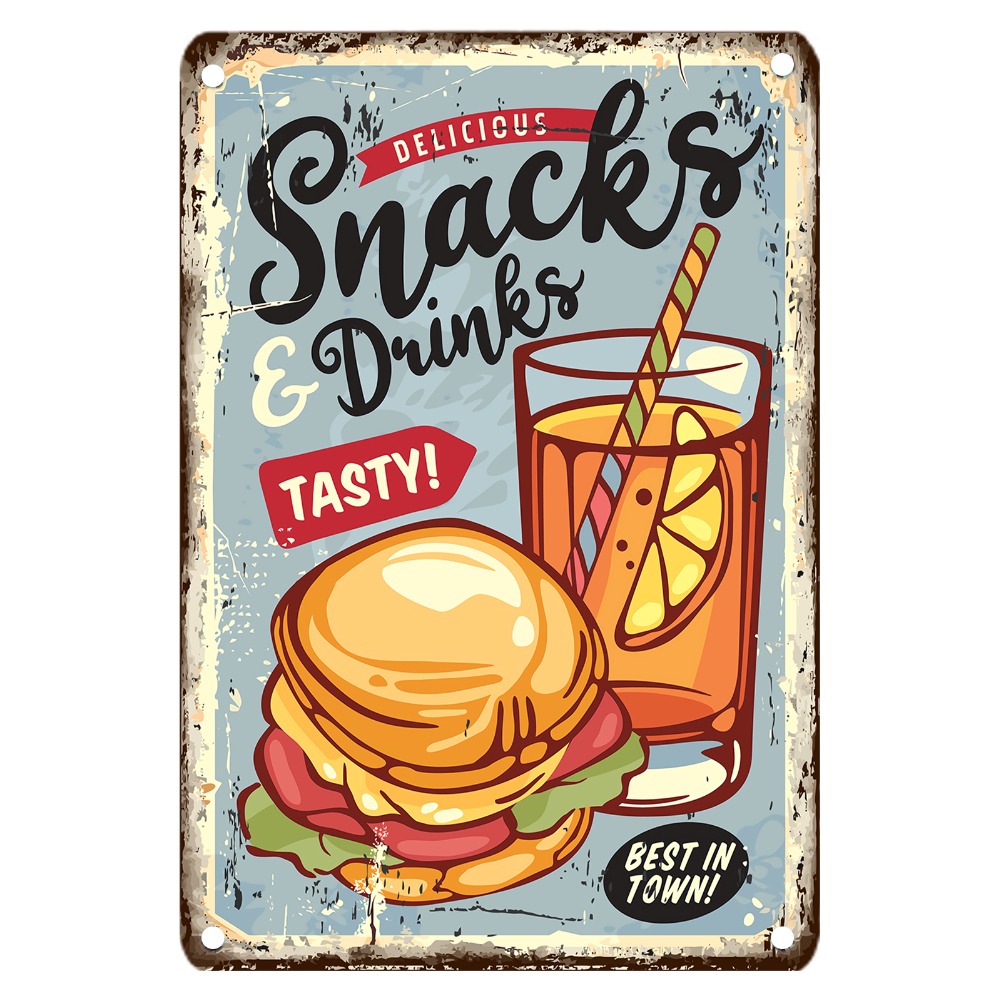 Vintage voedsel metalen bord,  - Food Snacks Drinks recensie en prijs